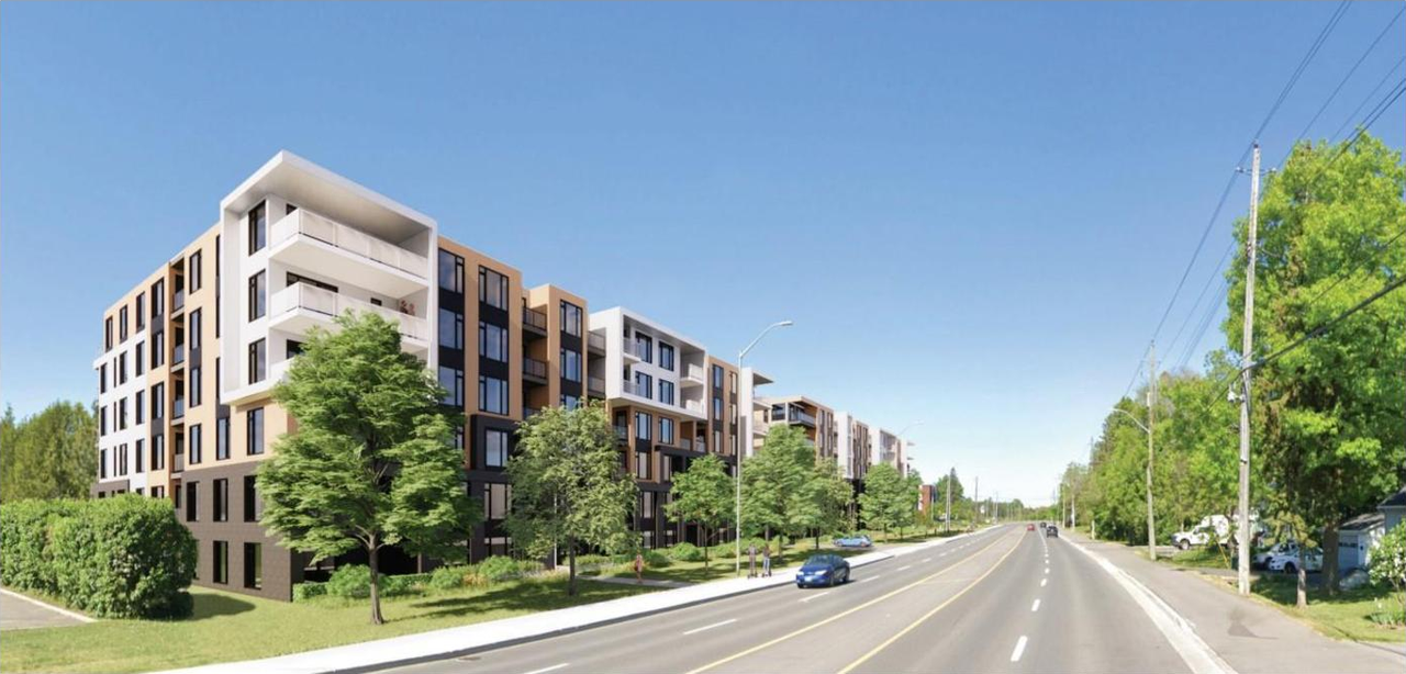 Rendering of building from page 9 of the file '2022-12-21 - Planning Rationale & Design Brief Addendum - D02-02-21-0082'