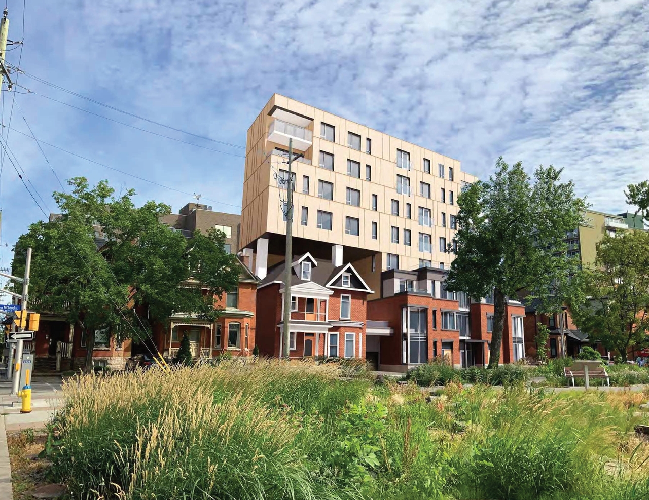 Rendering of building from page 8 of the file '2021-08-19 - Architectural Package and Design Brief - D02-02-21-0084'