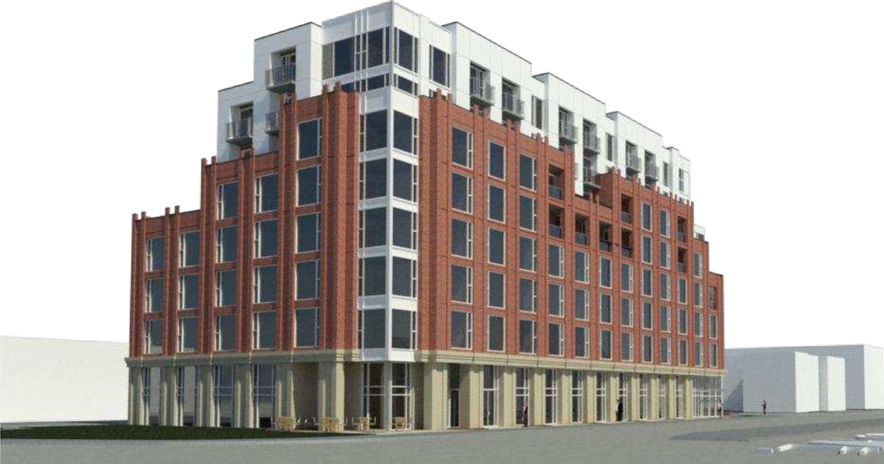 Rendering of building from page 1 of the file '2021-08-23 - Design Brief - D02-02-21-0085'