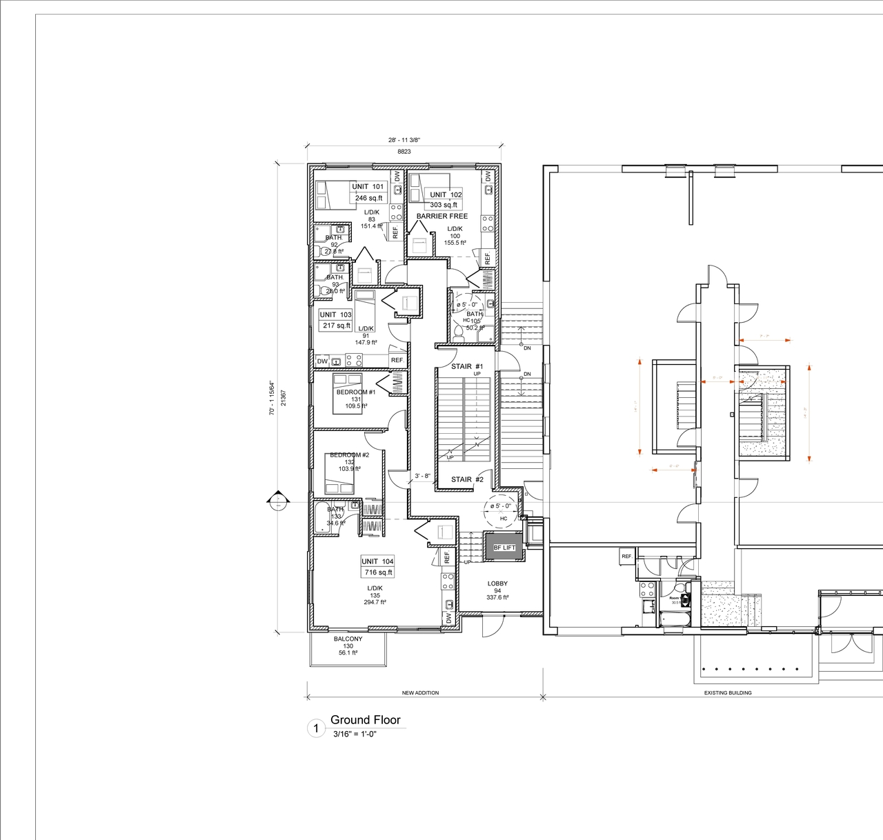 Floor plan for project from page 2 of the file '2022--03-24 - Floor Plans & Elevations - D02-02-21-0087'
