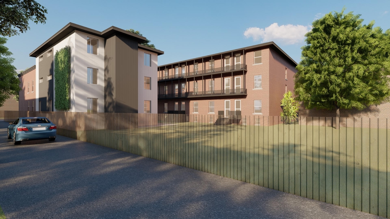 Rendering of building from page 2 of the file '2021-08-27 - Renderings - D02-02-21-0088'