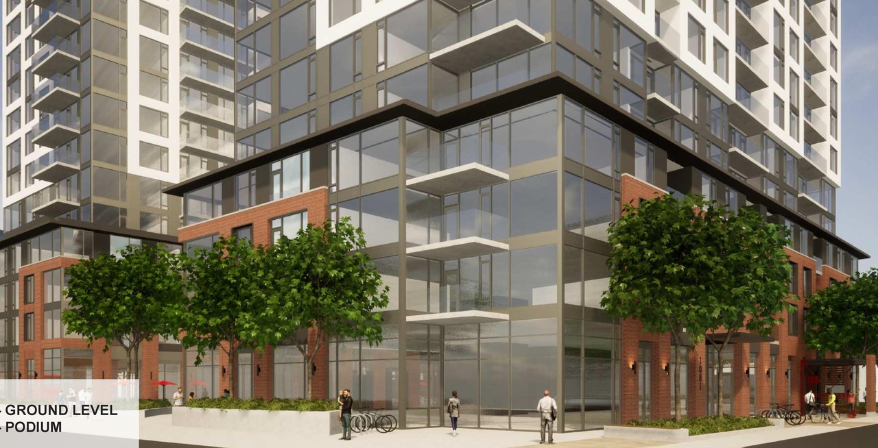 Rendering of building from page 26 of the file '2022-08-22 - FORMAL URBAN DESIGN REVIEW PANEL - Urban Design 220818 Package - D02-02-21-0093'