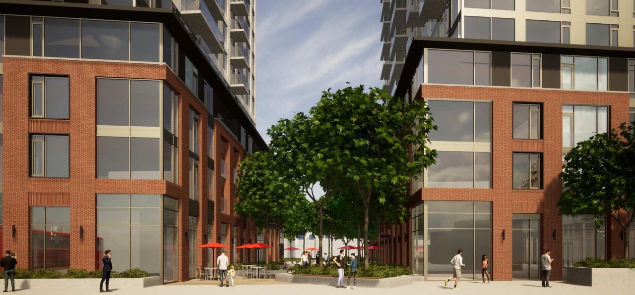 Rendering of building from page 27 of the file '2022-08-22 - FORMAL URBAN DESIGN REVIEW PANEL - Urban Design 220818 Package - D02-02-21-0093'