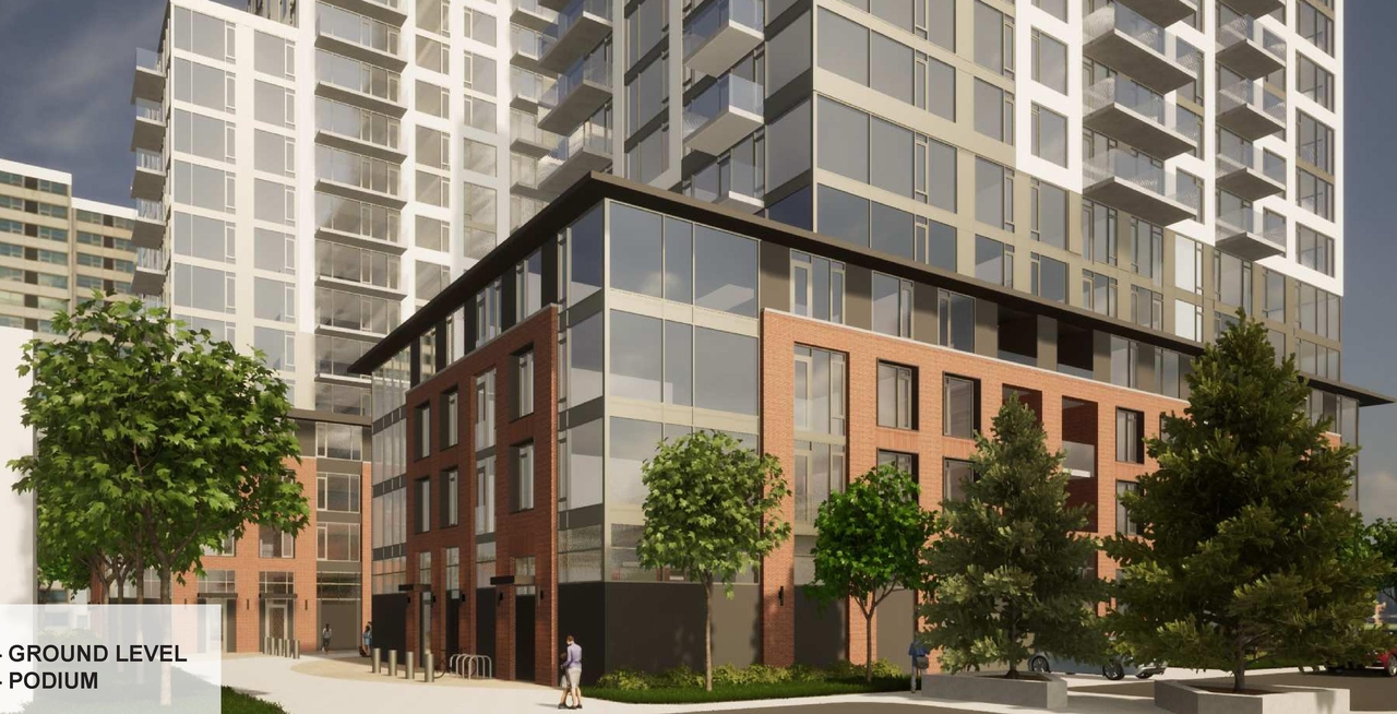 Rendering of building from page 28 of the file '2022-08-22 - FORMAL URBAN DESIGN REVIEW PANEL - Urban Design 220818 Package - D02-02-21-0093'