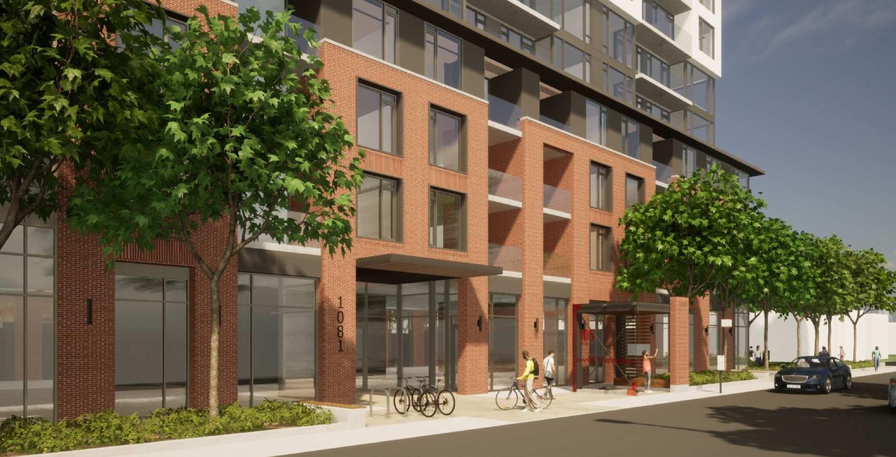 Rendering of building from page 34 of the file '2022-08-22 - FORMAL URBAN DESIGN REVIEW PANEL - Urban Design 220818 Package - D02-02-21-0093'