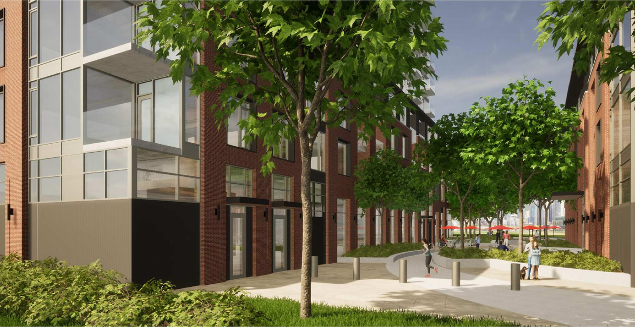 Rendering of building from page 35 of the file '2022-08-22 - FORMAL URBAN DESIGN REVIEW PANEL - Urban Design 220818 Package - D02-02-21-0093'