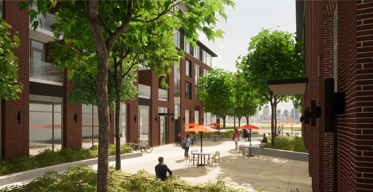 Rendering of building from page 36 of the file '2022-08-22 - FORMAL URBAN DESIGN REVIEW PANEL - Urban Design 220818 Package - D02-02-21-0093'