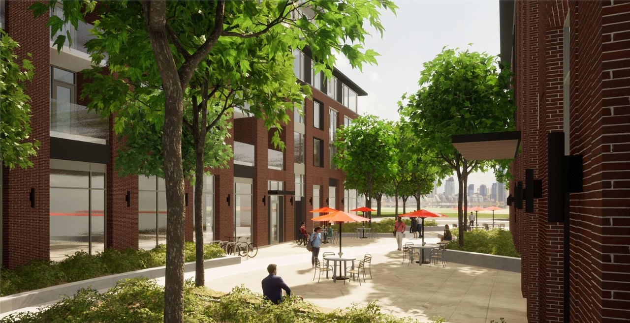 Rendering of building from page 36 of the file '2022-08-22 - FORMAL URBAN DESIGN REVIEW PANEL - Urban Design 220818 Package - D02-02-21-0093'