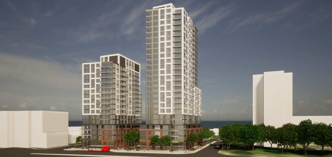 Rendering of building from page 37 of the file '2022-08-22 - FORMAL URBAN DESIGN REVIEW PANEL - Urban Design 220818 Package - D02-02-21-0093'