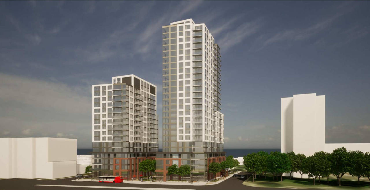 Rendering of building from page 37 of the file '2022-08-22 - FORMAL URBAN DESIGN REVIEW PANEL - Urban Design 220818 Package - D02-02-21-0093'