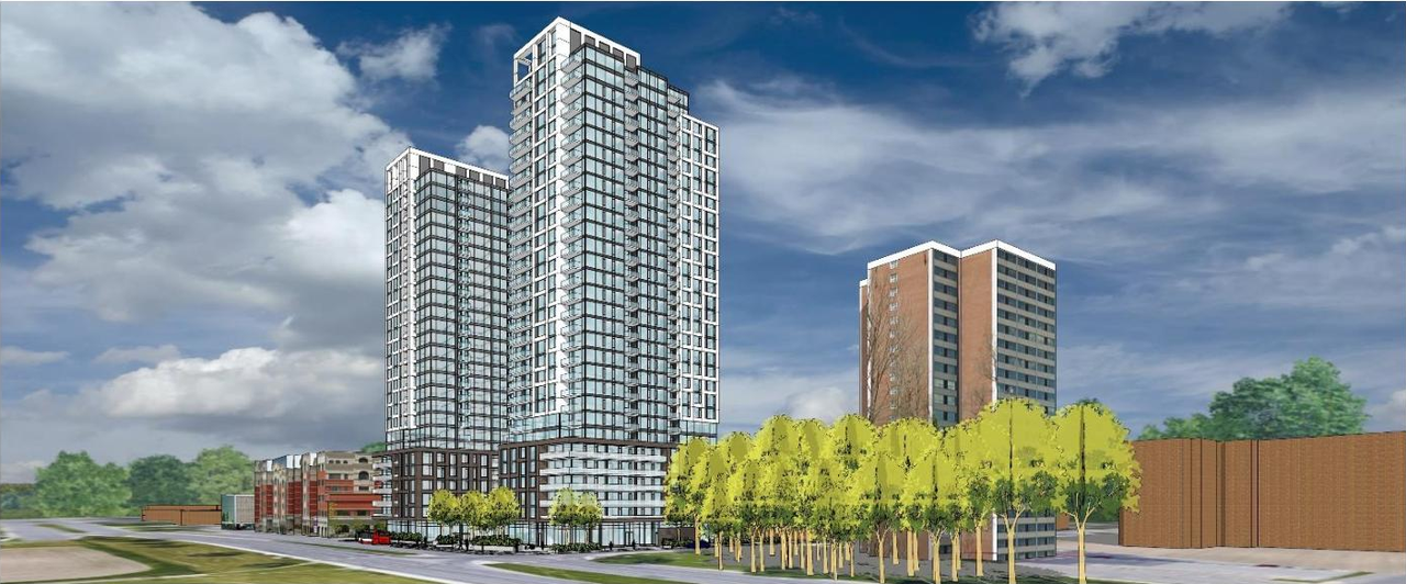 Rendering of building from page 15 of the file '2021-09-03 - Planning Rationale and Design Brief - D02-02-21-0093'