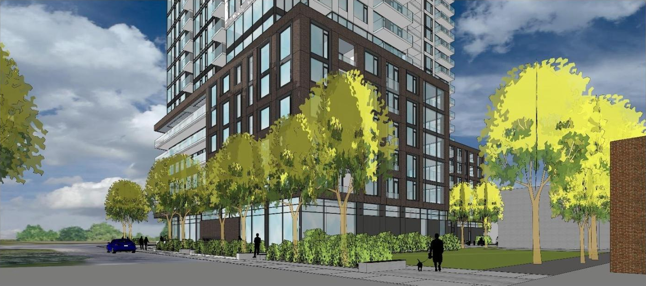 Rendering of building from page 15 of the file '2021-09-03 - Planning Rationale and Design Brief - D02-02-21-0093'