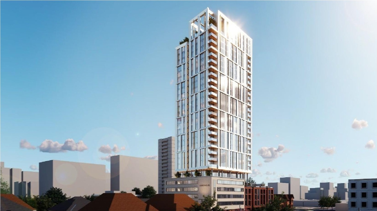 Rendering of building from page 8 of the file '2023-08-01 - Design Brief Revision No 2 - D02-02-21-0095'