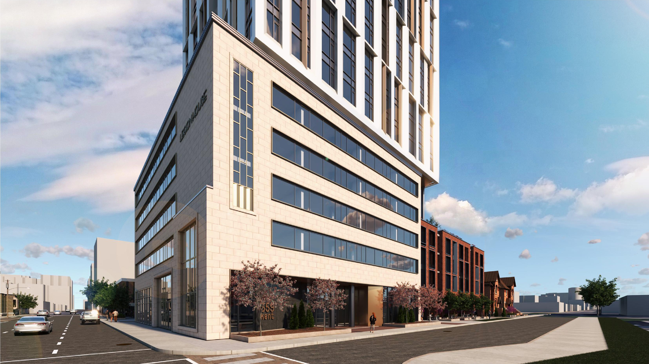 Rendering of building from page 7 of the file '2023-08-01 - Rendered Views - D02-02-21-0095'