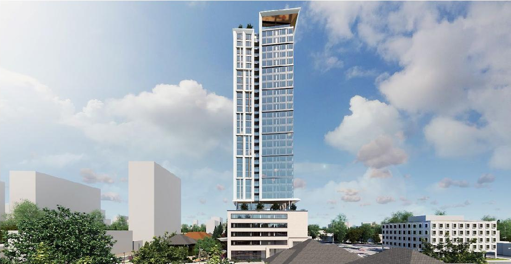 Rendering of building from page 8 of the file '2023-03-20 - Design Brief - D02-02-21-0095'