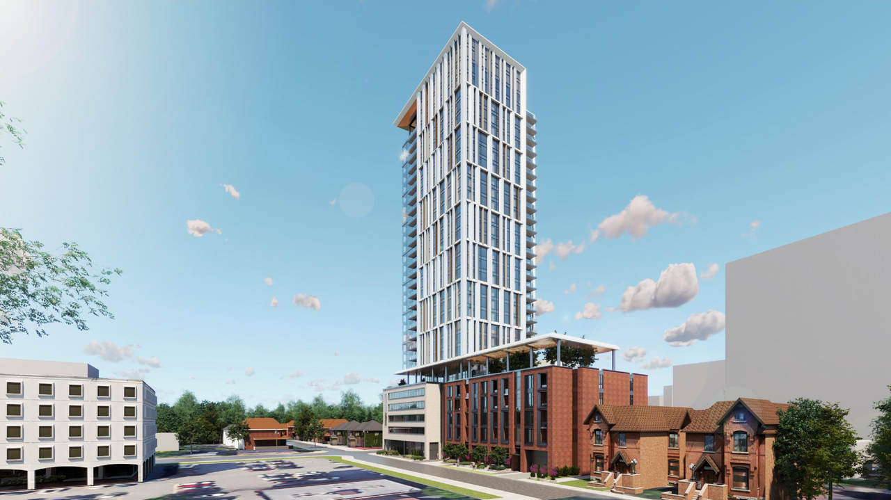 Rendering of building from page 4 of the file '2023-03-20 - Rendered Views - D02-02-21-0095'