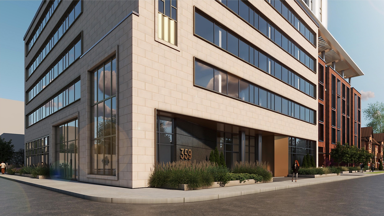 Rendering of building from page 9 of the file '2023-03-20 - Rendered Views - D02-02-21-0095'