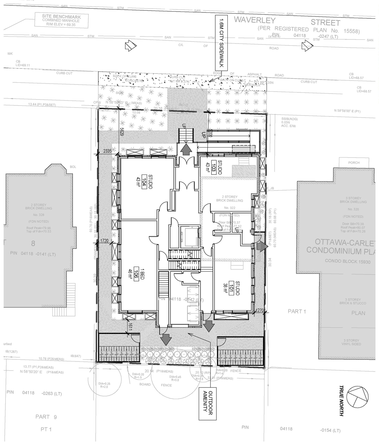 Construction site plan for project from page 35 of the file '2021-09-15 - Design Brief - D02-02-21-0096'