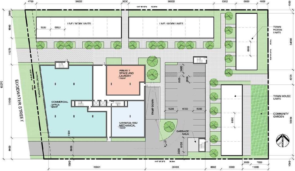 Construction site plan for project from page 12 of the file '2021-10-27 - Design Brief - D02-02-21-0135'