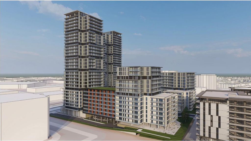 Rendering of building from page 35 of the file '2026-07-03 - Design Brief - D02-02-21-0137'