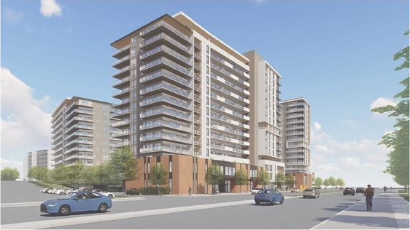 Rendering of building from page 83 of the file '2026-07-03 - Design Brief - D02-02-21-0137'