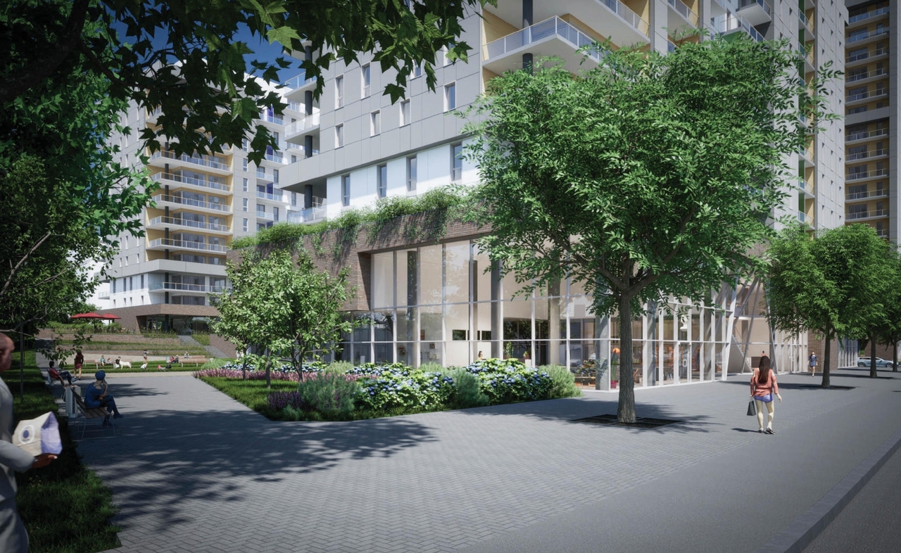 Rendering of building from page 69 of the file '2023-10-13 - Design Brief - D02-02-21-0137'