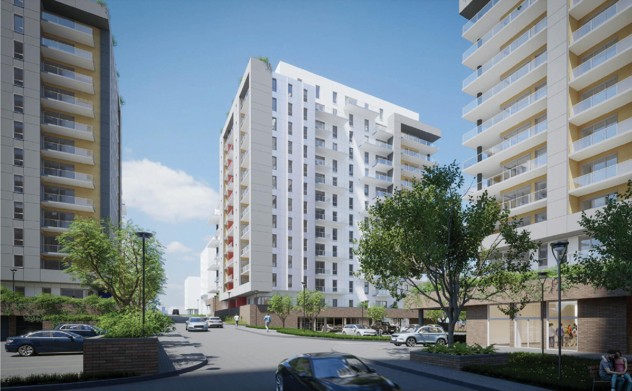 Rendering of building from page 77 of the file '2023-10-13 - Design Brief - D02-02-21-0137'