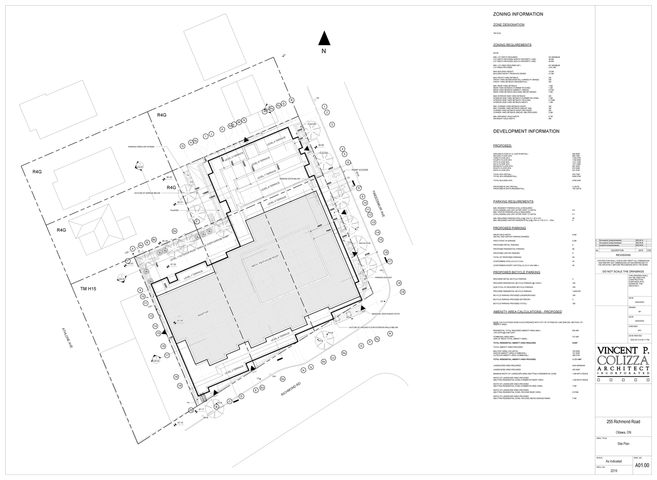 Construction site plan for project from page 2 of the file '2023-04-25 - Floor, Elevation, Sections, Views Plans - D02-02-21-0138'
