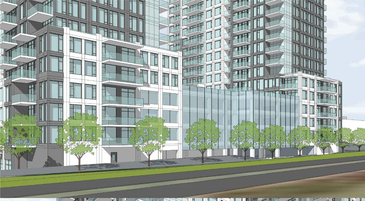 Rendering of building from page 6 of the file '2021-10-29 - Elevations, Floor Plans, Shadow Study - D02-02-21-0139'