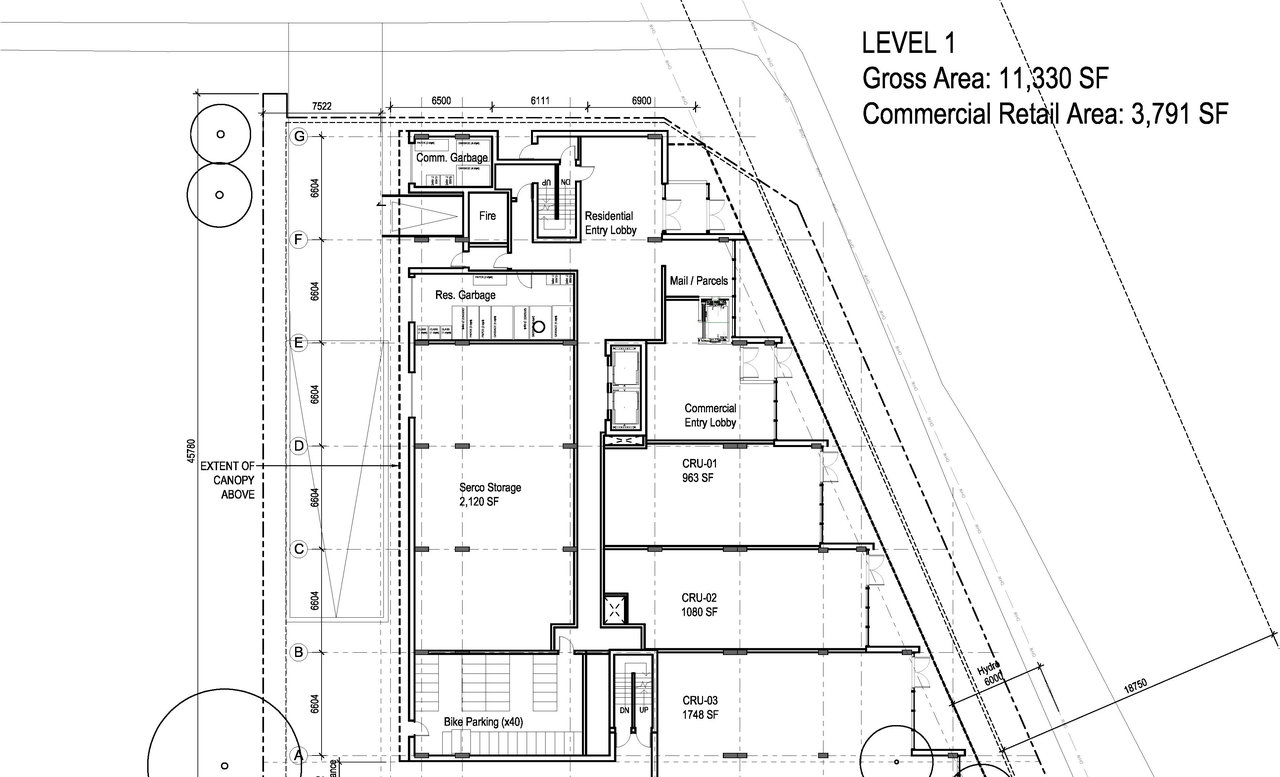 Construction site plan for project from page 2 of the file '2021-11-24 - Parking Floor Plans - D02-02-21-0145'