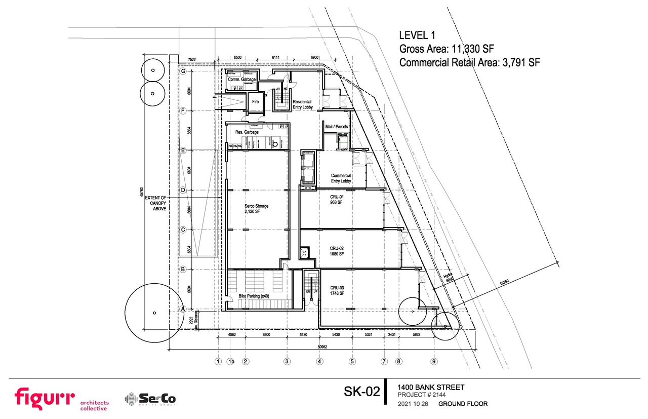 Construction site plan for project from page 2 of the file '2021-11-24 - Parking Floor Plans - D02-02-21-0145'