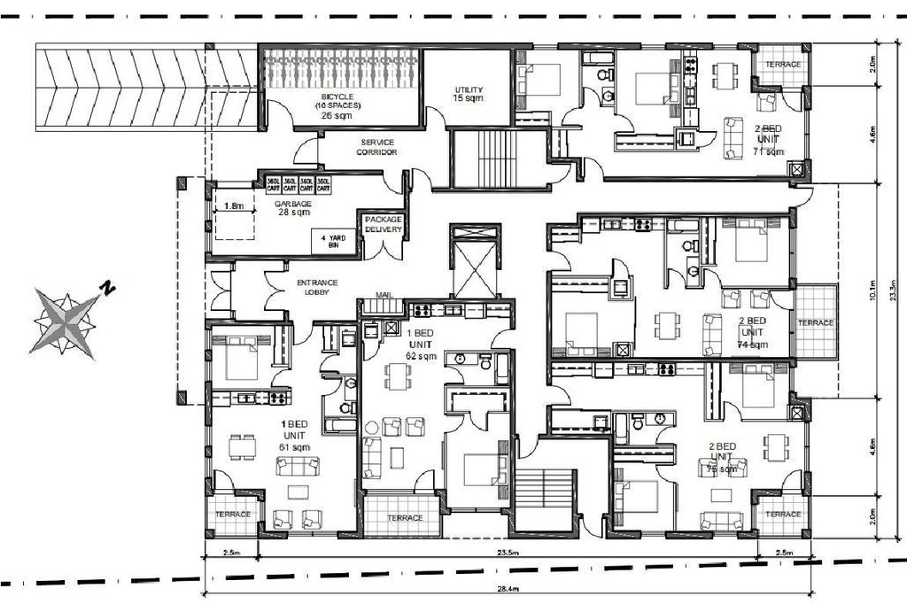 Floor plan for project from page 20 of the file '2023-01-06 - Design Brief - D02-02-21-0150'