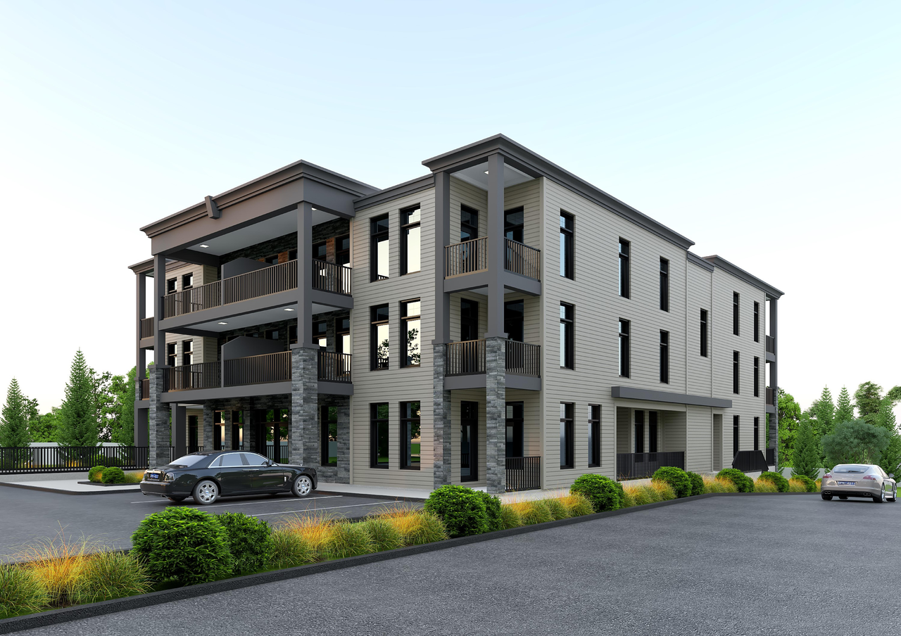 Rendering of building from page 1 of the file '2023-07-21 - Exterior Renders - D02-02-21-0150'