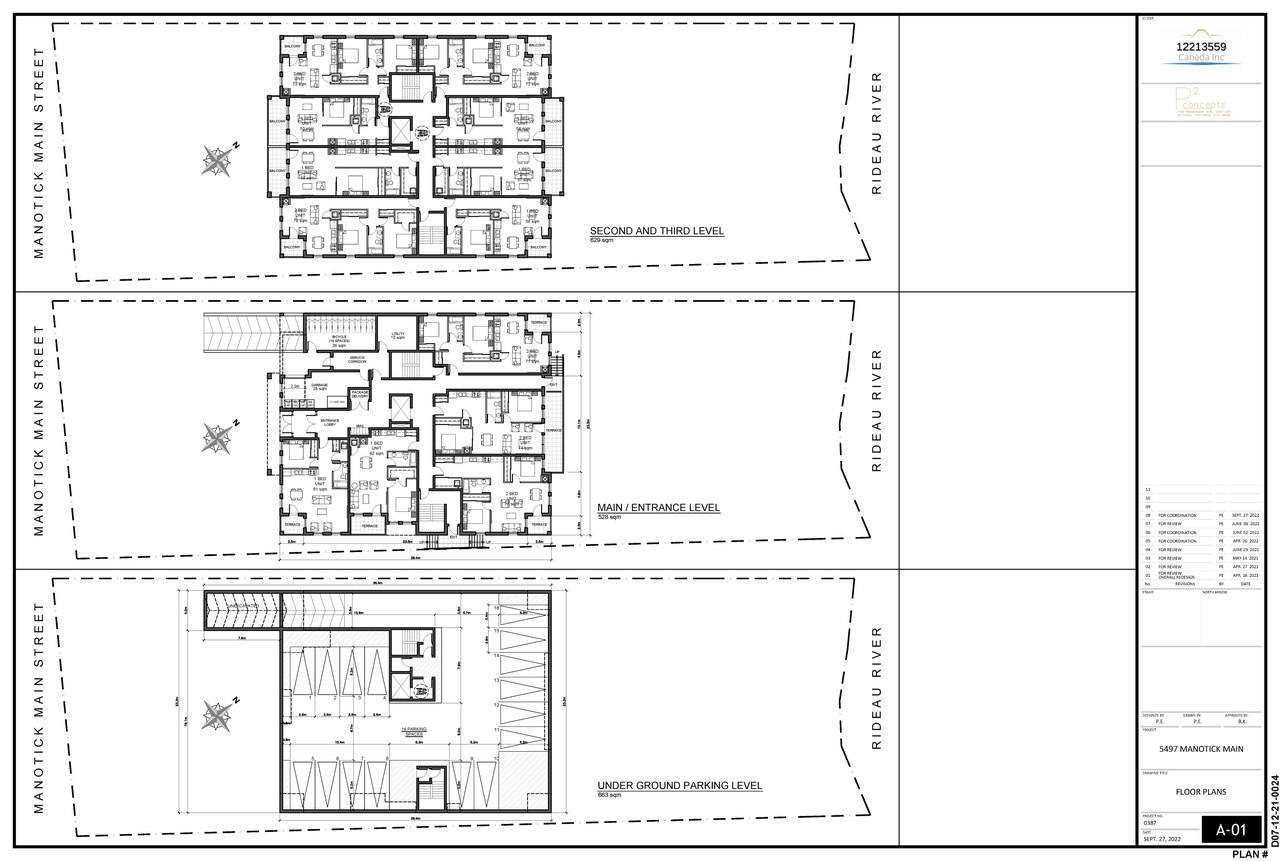Floor plan for project from page 1 of the file '2023-01-06 - Floor Plans and UG Parking Plan - D02-02-21-0150'
