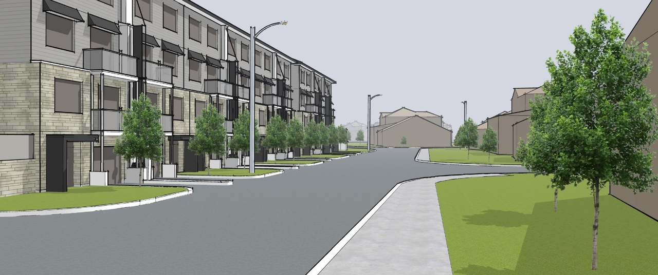 Rendering of building from page 9 of the file '2021-12-31 - Urban Design Brief - D02-02-21-0164'