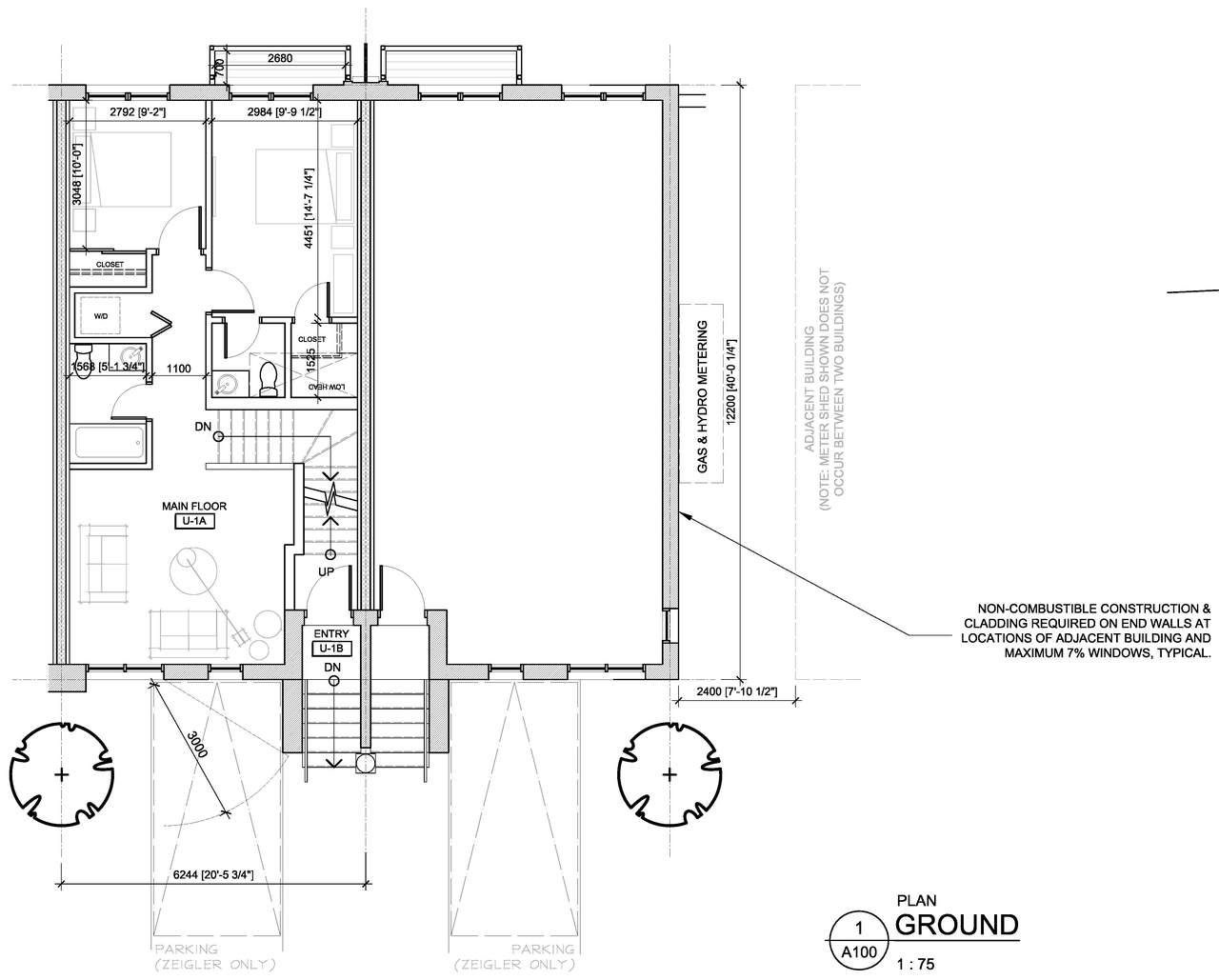 Construction site plan for project from page 1 of the file '2021-12-31 - Floor Plans - D02-02-21-0164'