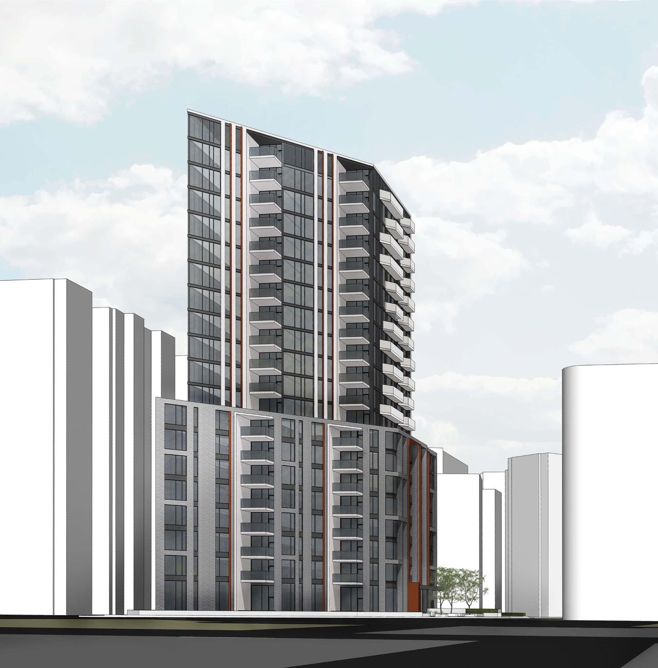 Rendering of building from page 5 of the file '2022-01-17 - Building Renderings - D02-02-22-0003'