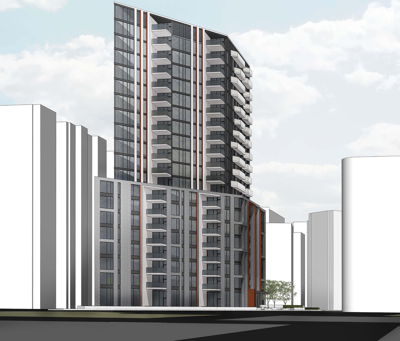 Rendering of building from page 5 of the file '2022-01-17 - Building Renderings - D02-02-22-0003'