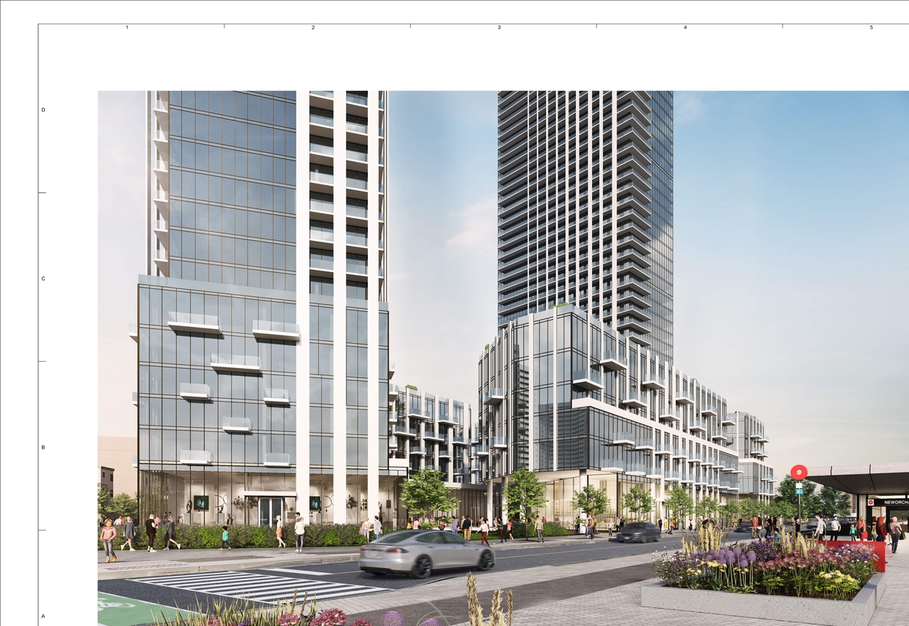 Rendering of building from page 10 of the file '2023-07-25 - Elevations, Sections, & Perspectives - D02-02-22-0012'