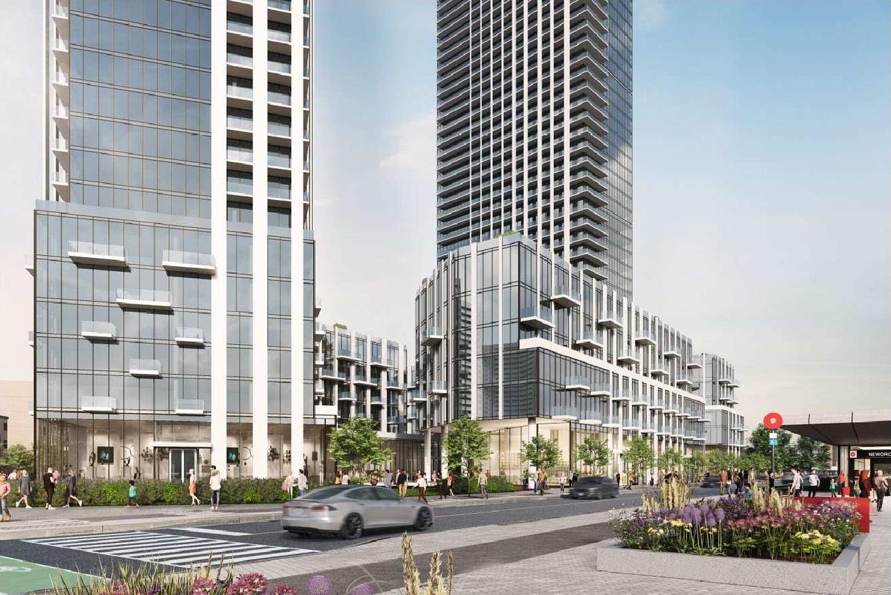Rendering of building from page 8 of the file '2023-07-25 - Planning Rationale and Design Brief Addendum - D02-02-22-0012'
