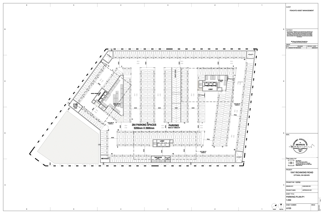 Construction site plan for project from page 5 of the file '2022-02-04 - Site Plan, Floor Plans, and Parking Plan - D02-02-22-0012'