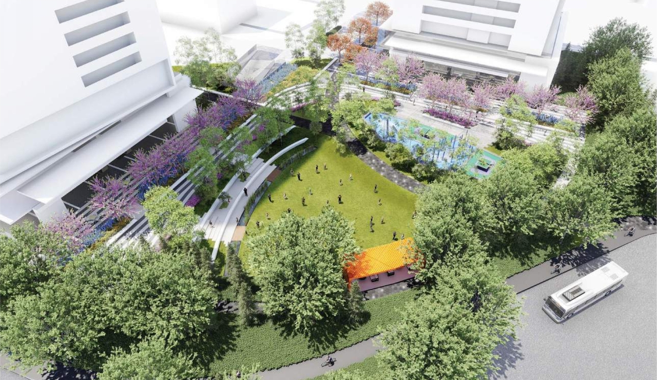 Rendering of building from page 13 of the file '2023-12-21 - Urban Design Review Drawing Package - D02-02-22-0025'