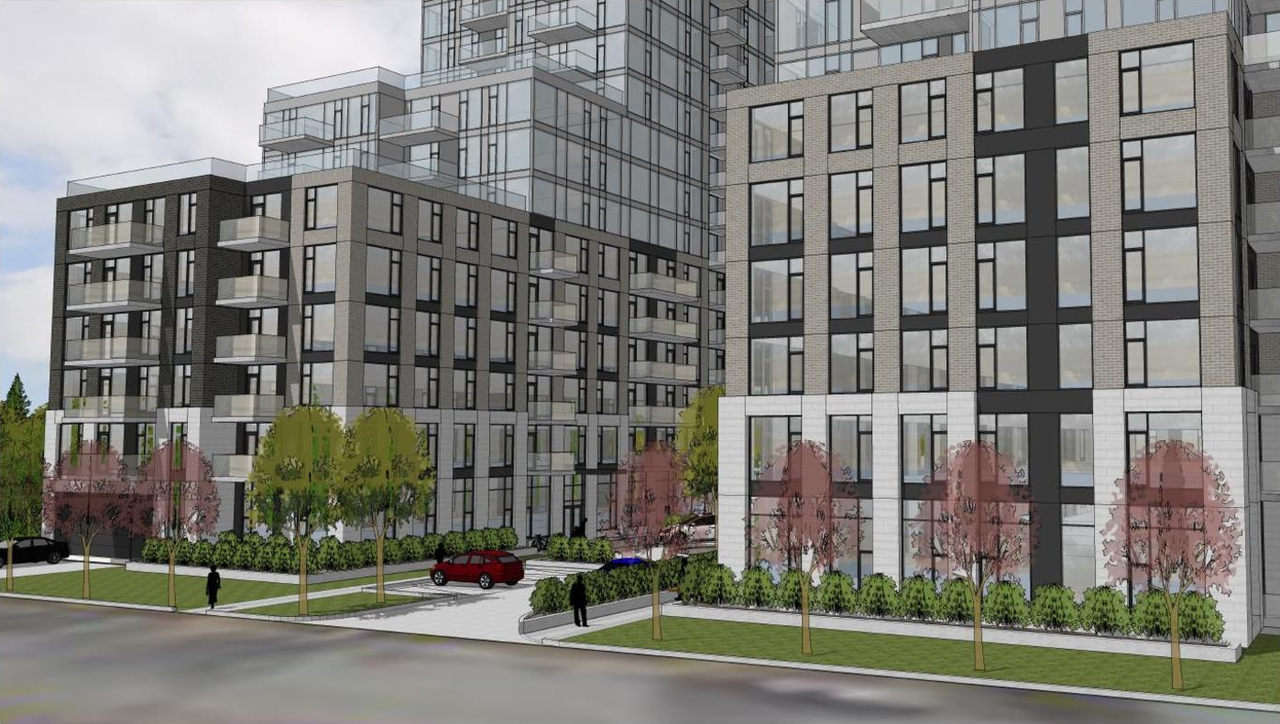 Rendering of building from page 15 of the file '2022-04-19 - Planning Rationale and Design Brief - D02-02-22-0032'