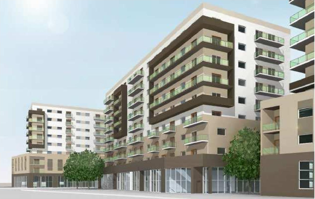 Rendering of building from page 14 of the file '2022-04-25 - Planning Rationale & Design Brief - D02-02-22-0038'