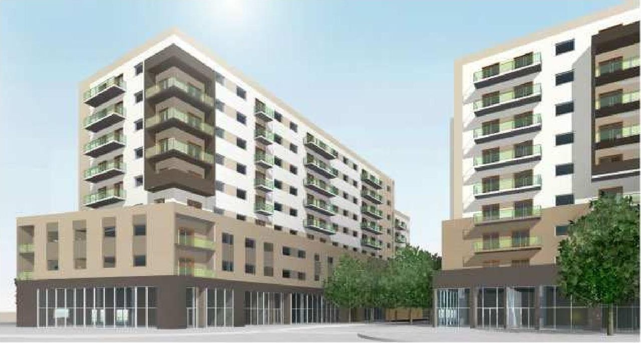 Rendering of building from page 15 of the file '2022-04-25 - Planning Rationale & Design Brief - D02-02-22-0038'