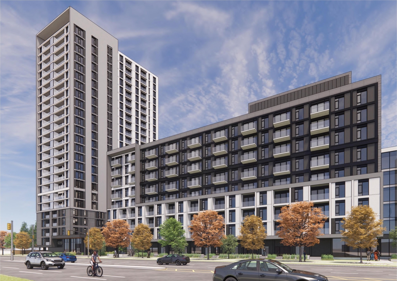 Rendering of building from page 7 of the file '2023-01-22 Design Brief D02-02-22-0038'