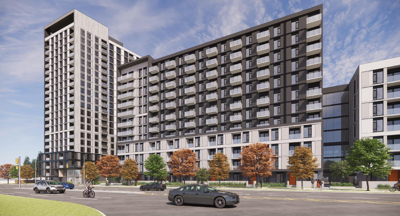 Rendering of building from page 27 of the file '2024-06-18 - Design Brief Revision - D02-02-22-0038'
