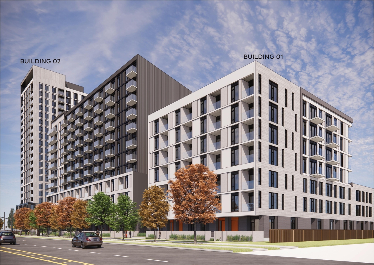 Rendering of building from page 5 of the file '2024-06-18 - Design Brief Revision - D02-02-22-0038'