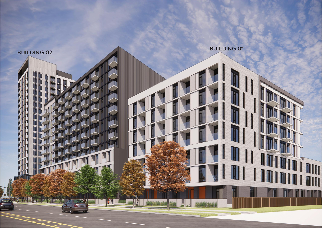 Rendering of building from page 5 of the file '2024-06-18 - Design Brief Revision - D02-02-22-0038'