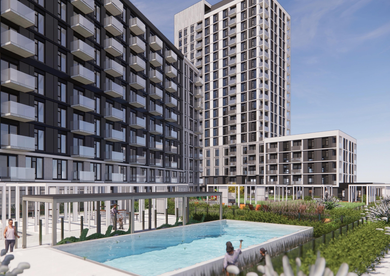 Rendering of building from page 8 of the file '2024-06-18 - Design Brief Revision - D02-02-22-0038'